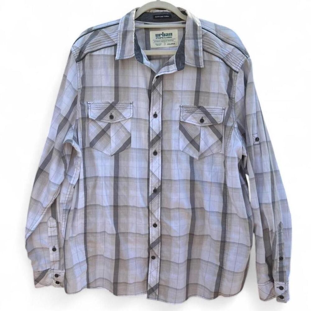 Urban Pipeline Men's Plaid Western Wear Boho Button Down XXL